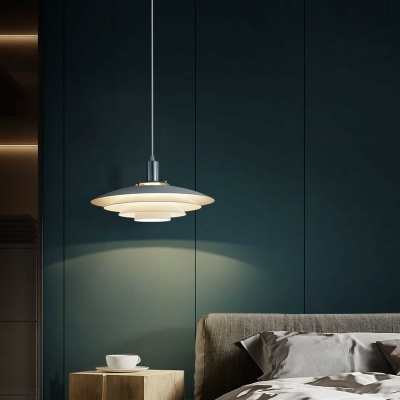 1-Light Hanging Fixture Minimal Style Saucer Shape Metal Pendant Ceiling Lights