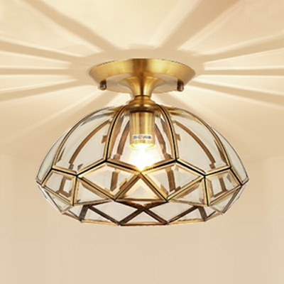 1-Light Semi Flush Chandelier ​Traditional Style Dome Shape Metal Ceiling Lamp