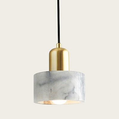 1-Light Suspension Lamp Contemporary Style Cylinder Shape Stone Pendant Lighting Fixtures