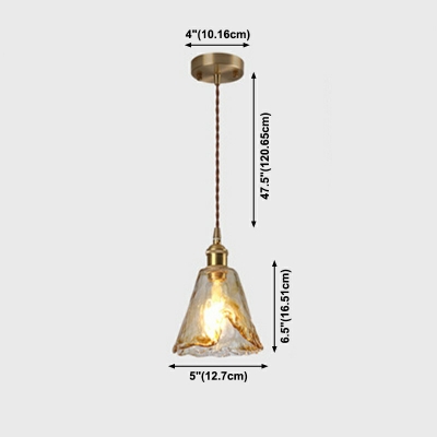 1-Light Suspension Light Industrial Style Cone Shape Glass Hanging Pendant Lamp