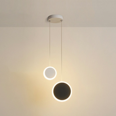 2-Light Cluster Pendant Minimalist Style Round Shape Metal Third Gear Light Hanging Lamps