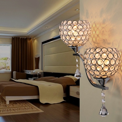 2 Lights Crystal Globe Sconce Light Fixtures Modern Living Room Flush Mount Wall Sconce