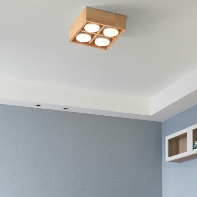 4 Lights Square Shade Flush Light Modern Style Acrylic Led Flush Light for Living Room