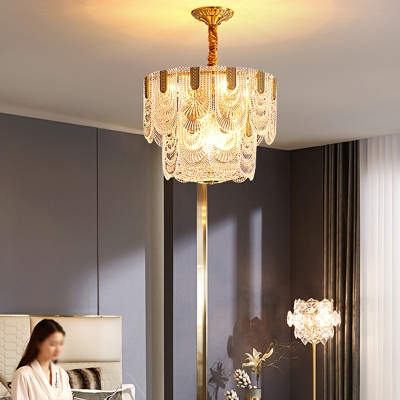 American Style Chandelier 6 Head Glass Ceiling Chandelier for Bedroom