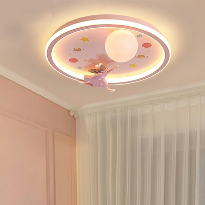 Children's Room Flush Ceiling Lights 1 Light Third Gear Flush Ceiling Light Fixture for Bedroom