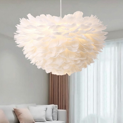 Feather Hanging Lights 3 Light Chandelier for Living Room Bedroom