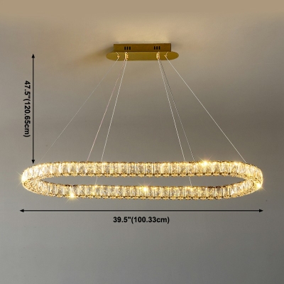 Nordic Style LED Pendant Light Modern Style Crystal Metal Remote Control Stepless Dimming Hanging Light for Dinning Room