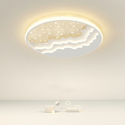 White Flush Ceiling Light Round Shade Modern Style Acrylic Led Surface Mount Ceiling Lights for Living Room