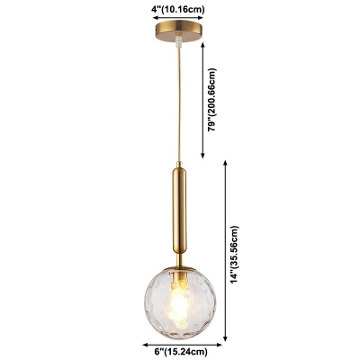 1-Light Hanging Fixture Minimal Style Globe Shape Metal Suspension Pendant