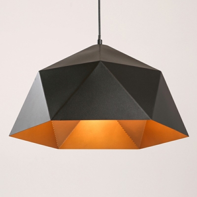 1-Light Pendant Lighting Simplicity Style Polygon Shape Metal Suspension Light