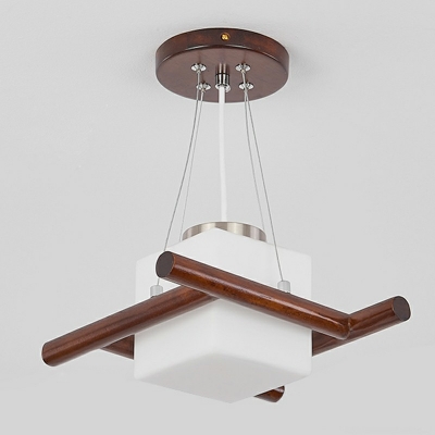 1 Light Square Shade Hanging Light Modern Style Glass Pendant Light for Living Room