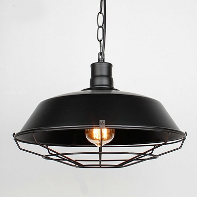 1-Light Suspension Lamp Retro Style Cage Shape Metal Pendant Lighting Fixtures