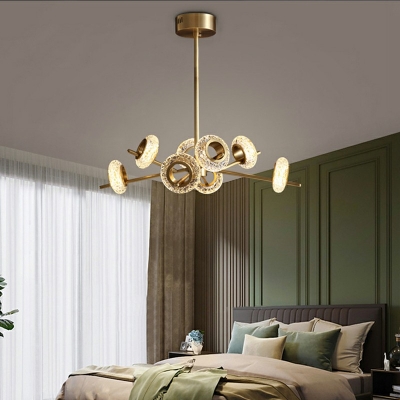 12-Light Ceiling Chandelier Minimalist Style Round Shape Metal Hanging Lamp Kit