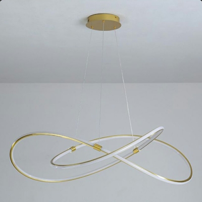 2-Light Chandelier Light Fixture Modern Style Circle Shape Metal Hanging Pendant Lights