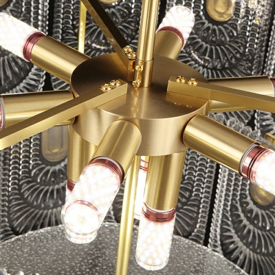 6-Light Pendant Lights Traditional Style Cylinder Shape Metal Chandelier Light Fixture
