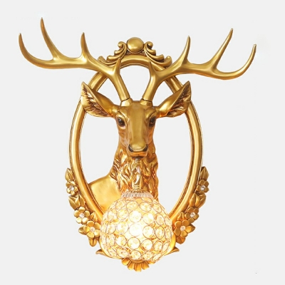 Gold Living Room Flush Mount Wall Sconce Crystal Globe Contemporary Sconce Light Fixtures