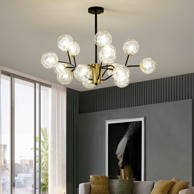 Modern Style LED Chandelier Light 15 Lights Nordic Style Metal Glass Pendant Light for Living Room
