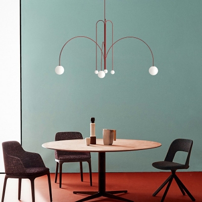Modern Style LED Chandelier Light Minimalism Style Metal Glass Pendant Light for Living Room