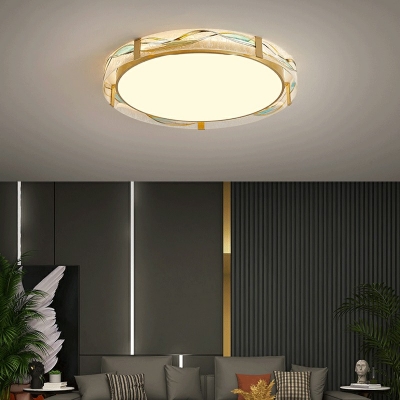 White Led Flush Ceiling Lights Round Shade Modern Style Glass Led Flush Light for Dining Room
