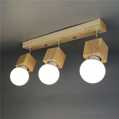 Wood 3 Lights Led Flush Mount Ceiling Light Fixtures Modern Minimalist Wall Sconces