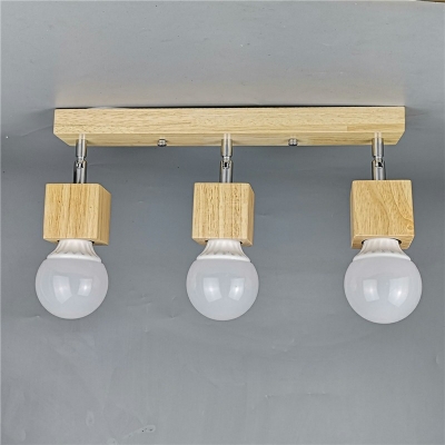 Wood 3 Lights Led Flush Mount Ceiling Light Fixtures Modern Minimalist Wall Sconces