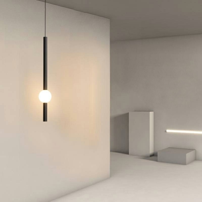 1-Light Ceiling Light Minimalist Style Liner Shape Metal Hanging Pendant Lamp