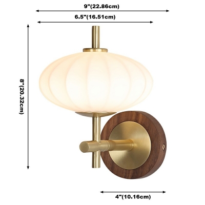 1-Light Sconce Light Minimalist Style Oval Shape Wood Wall Mounted Lights