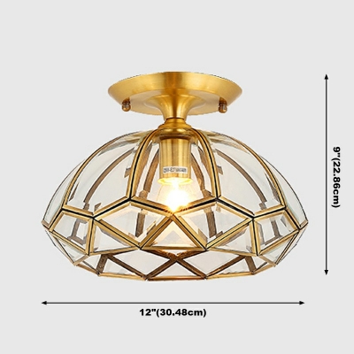 1-Light Semi Flush Chandelier ​Traditional Style Dome Shape Metal Ceiling Lamp