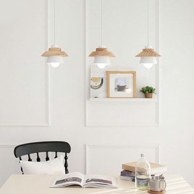 1 Light Wood Hanging Pendant Lights Modern Minimalist Suspension Lamp for Bedroom
