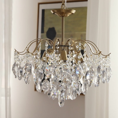 10-Light Chandelier Lamp Traditional Style Beaded Shape Crystal Hanging Ceiling Light