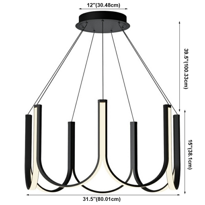 7-Light Chandelier Pendant Light Minimalist Style Round Shape Metal Hanging Lamp Kit