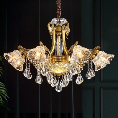 8-Light Hanging Pendant Lights Modernist Style Bell Shape Metal Chandelier Lighting