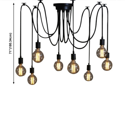8-Light Pendant Lights Industrial Style Exposed Bulb Shape Metal Hanging Light Fixtures