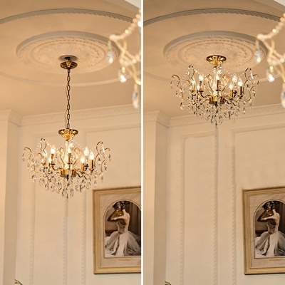 Clear 8 Lights Chandelier Lighting Fixtures Metal Modern Hanging Chandelier for Living Room