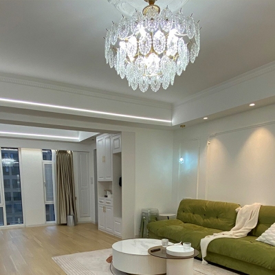 Clear Chandelier Leaf Shade Hanging Light Modern Style Glass Pendant Light for Living Room