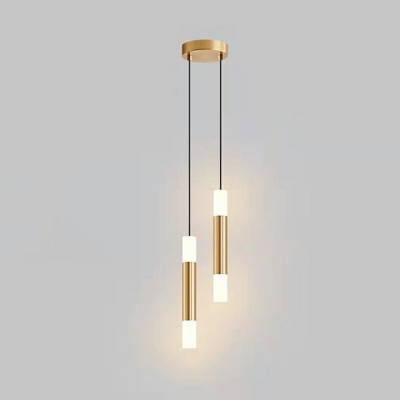 Modern 2 Lights Acrylic LED Hanging Pendant Light Minimal Down Lighting Pendant for Bedroom