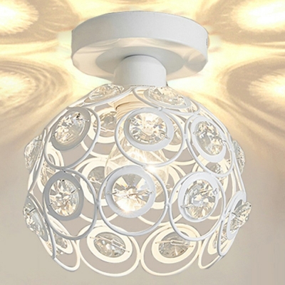 Modern Globe Semi Flush Mount Light Fixture Crystal Semi Flush Mount Ceiling Light