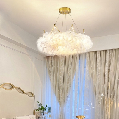 Modern Style Hanging Lights LED Feather Hanging Light Kit for Living Room