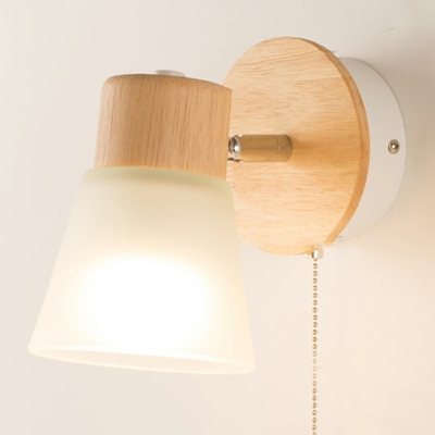 Modern Style LED Wall Sconce Light Nordic Style Glass Wood Wall Light for Bedside