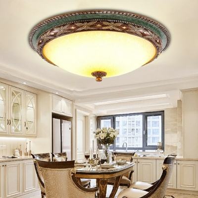 White Flushmount Round Shade Modern Style Glass Led Flush Light for Dining Room