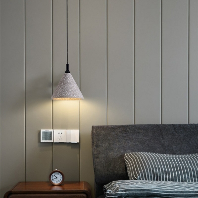 1-Light Down Lighting Pendant Minimalist Style Cone Shape Stone Hanging Lamp Kit