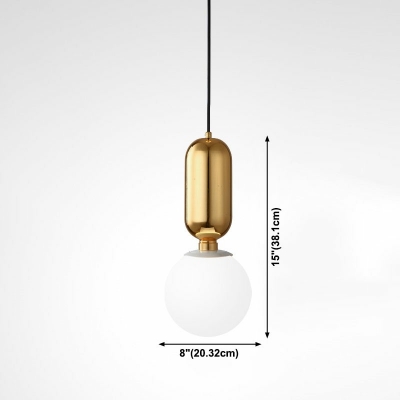 1-Light Hanging Ceiling Lights Minimal Style Globe Shape Metal Down Mini Pendant
