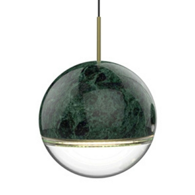 1-Light Suspension Lamp Minimalist Style Ball Shape Crystal Pendant Ceiling Lights