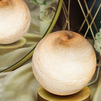 1-Light Table Lights Fixtures Contemporary Style Globe Shape Glass Third Gear Light Nightstand Lamp