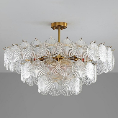 12-Light Hanging Chandelier Traditional Style 3-Tier Shape Glass Ceiling Pendant Light