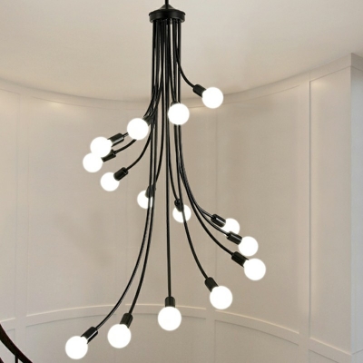 15-Light Ceiling Hung Fixtures Modernist Style Branch Shape Metal Chandelier Lights
