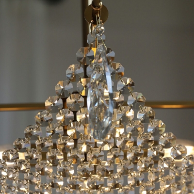 4-Light Hanging Lamp Kit Modernist Style With Crystal Accents Shape Metal Chandelier Lighting