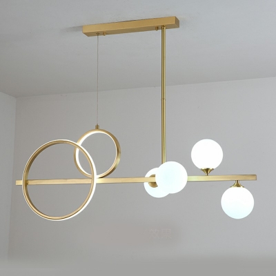 6 Lights Globe Shade Hanging Light Modern Style Glass Pendant Light for Living Room