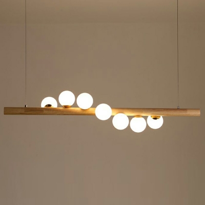 7-Light Island Chandelier Lights Modern Style Ball Shape Glass Hanging Pendant