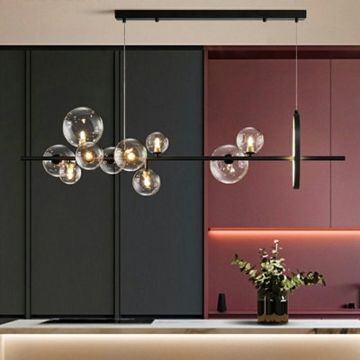 Black Island Chandelier Lights Glass Modern Nordic Pendant Lighting Fixtures for Dinning Room